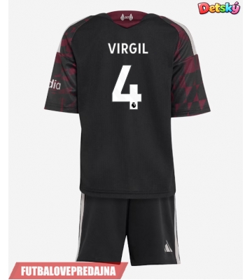 Lacne Dětský Futbalové dres Liverpool Virgil van Dijk #4 2026-27 Krátky Rukáv - Tretina (+ trenírky)